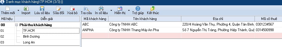 thao tac khi khai bao danh muc